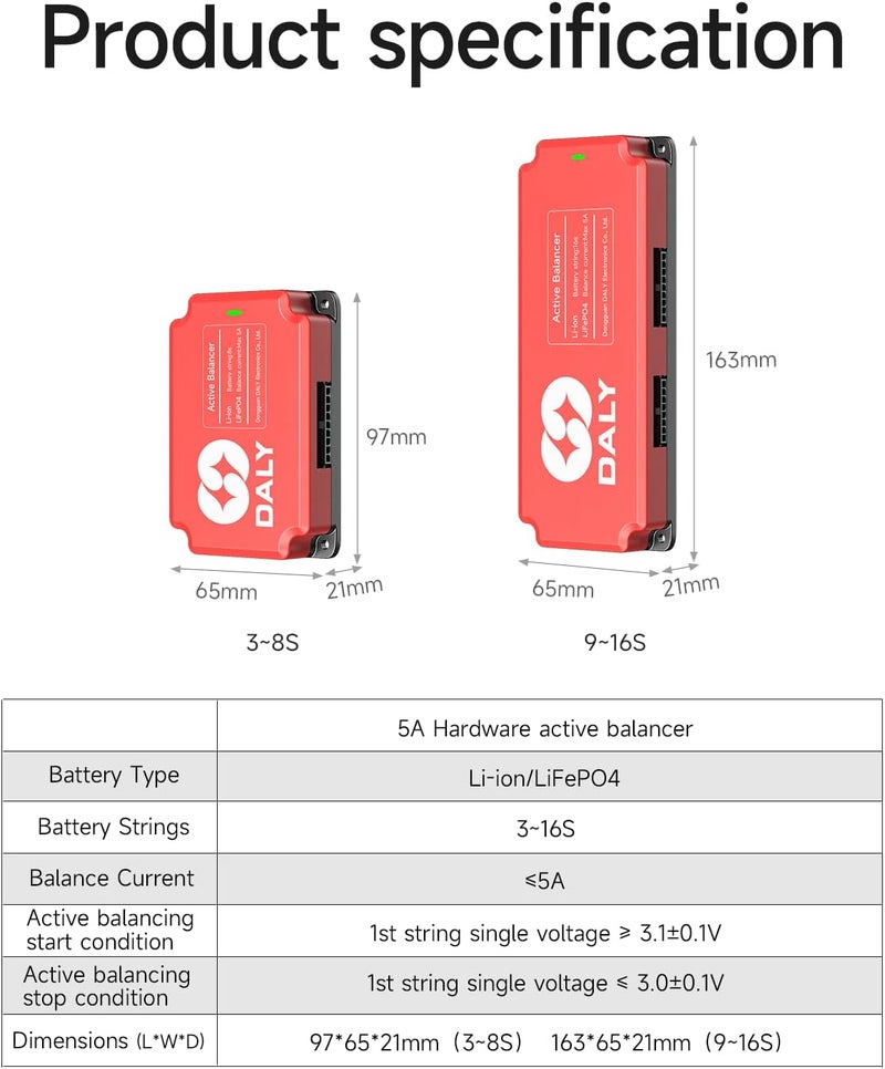 DALY 5A Active Equalizer 8S Active Balancer for Lifepo4 Li-ion Battery Groups Capacitor Balancer - Image 3